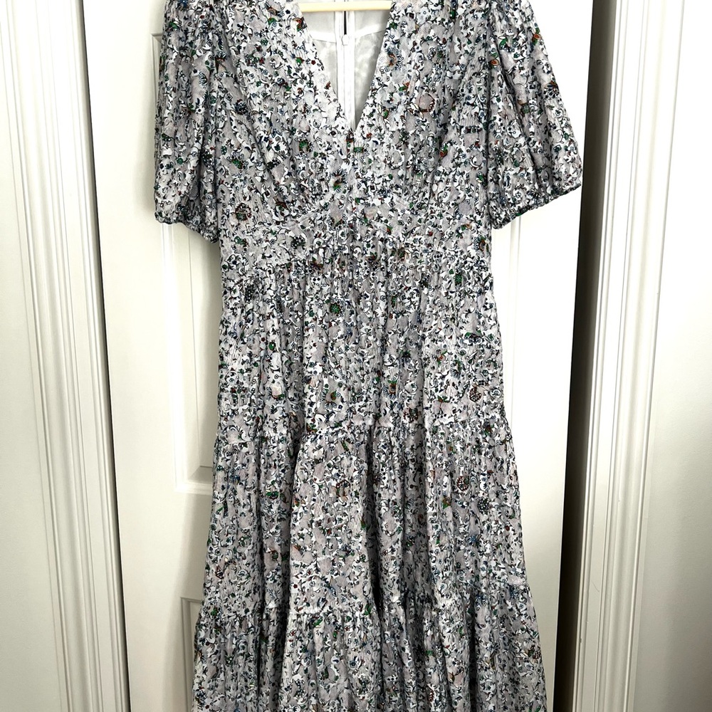 Tory Burch V-Neck Dress - White and Green